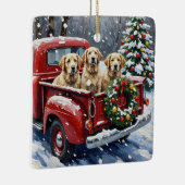 Ornement En Céramique Old English Sheepdog Christmas Red Truck Holiday (Droite)