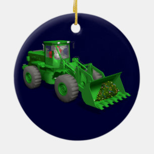 Ornement En Céramique Opérateur du bulldozer du Père Noël