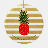 Ornement En Céramique Or rouge et ananas tropical de Noël vert (Dos)