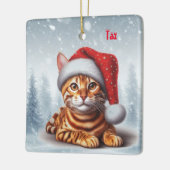 Ornement En Céramique Orange Bengale Chat de Noël (Gauche)