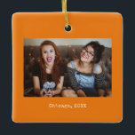 Ornement En Céramique Orange Photo Keepsaké Noël<br><div class="desc">Simple boho orange Bold Funny Minimalist Photo Keepsaké Noël en céramique Ornement,  un beau cadeau personnalisé pour les amis,  la famille,  le couple,  la petite amie,  le petit ami,  le collègue,  le patron et plus.</div>