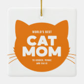 Ornement En Céramique Orange World's Best Cat Mom (Dos)