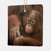 Ornement En Céramique Orangutan mère et bébé au zoo (Gauche)