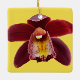 Ornement En Céramique Orchidées de Maroon I Beau Floral Rouge