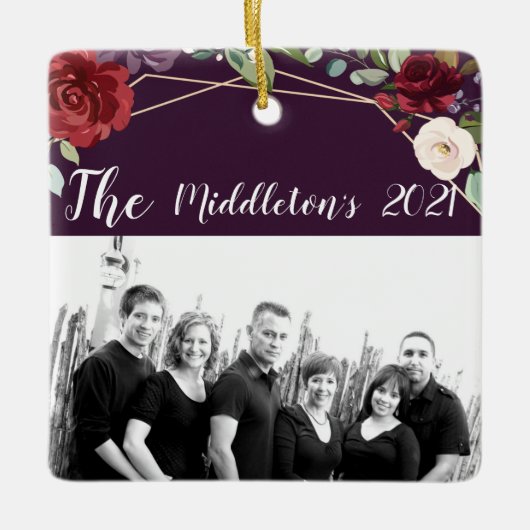 Ornement En Céramique Ordinateur XMAS personnalisé Plum violet Rose or (Devant)