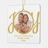 Ornement En Céramique Our 1st Christmas As Mr & Mrs Photo Gold Keepsake (Gauche)