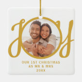 Ornement En Céramique Our 1st Christmas As Mr & Mrs Photo Gold Keepsake (Dos)