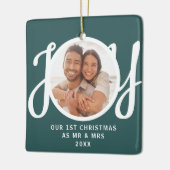 Ornement En Céramique Our 1st Christmas As Mr & Mrs Photo Green Keepsake (Gauche)