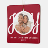 Ornement En Céramique Our 1st Christmas Engaged Photo Red Keepsake (Gauche)
