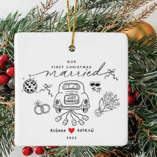 Ornement En Céramique Our première Christmas Married Ornament