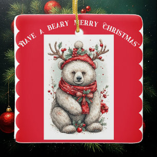 Ornement En Céramique Ours de Noël fantaisiste Citation Ludique Drôle Mi