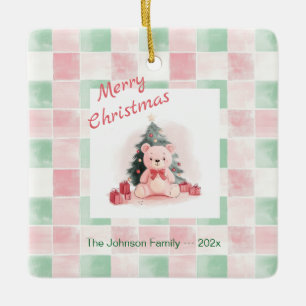 Ornement En Céramique Ours en Teddy Rose mignon Noël