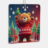 Ornement En Céramique Ours mignon en pull de Noël (Droite)