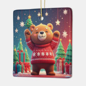 Ornement En Céramique Ours mignon en pull de Noël (Gauche)
