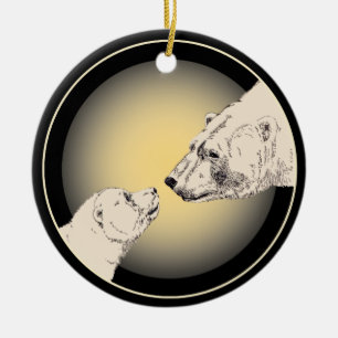 Ornement En Céramique Ours polaire Ornament Mère Bébé Cadeau personnalis
