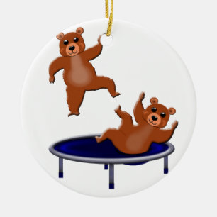 Ornement En Céramique ours trampolining