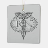 Ornement En Céramique Oval Silver Caduceus RN Nurse (Gauche)