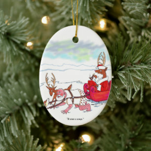 Ornement en céramique ovale du Coup de Père Noël