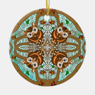 Ornement en céramique Owl Mandala