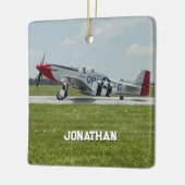 Ornement En Céramique P-51 Mustang Airplane Photo Pilot Personalized  (Gauche)