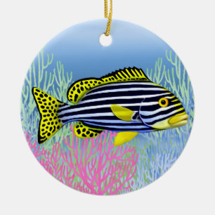 Ornement En Céramique Pacific Reef Oriental Sweetlips Fish Ornament