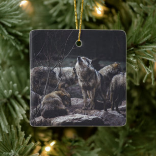 Ornement En Céramique Pack Wolf