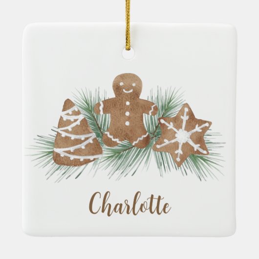 Ornement En Céramique Pain d'épices de Noël personnalisé (Dos)