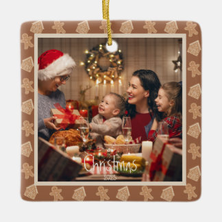 Ornement En Céramique Pain d'épices Neutre Photo de Noël personnalisée