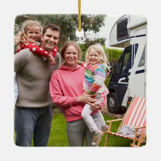 Ornement En Céramique Pain d'épices RV Classe C Camper Photo Noël (Dos)