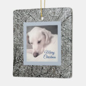 Ornement En Céramique Paisible Chien Chien blanc Chien neige Jour Bleu n (Gauche)