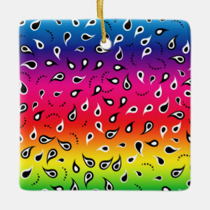 Ornement En Céramique Paisley Rainbow