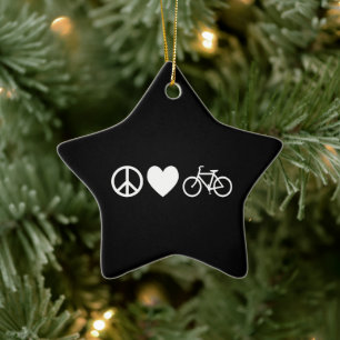 Ornement En Céramique Paix Amour et Bicyclettes