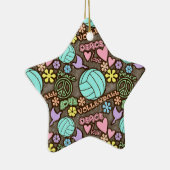 Ornement En Céramique Paix, Amour, Volley-ball (Droite)