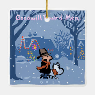 Ornement En Céramique Paix sur Terre Mose va Walkies Ornament