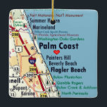 Ornement En Céramique Palm Coast<br><div class="desc">Palm Coast Florida Christmas ornament made with vintage road map.</div>