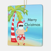 Ornement En Céramique Palm Tree Relaxant Père Noël Tropical Christmas (Gauche)