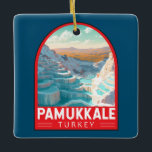 Ornement En Céramique Pamukkale Turquie Travel Art Vintage<br><div class="desc">Conception de déplacement vectorielle rétro Pamukkale. Il est voisin de Hierapolis,  une ancienne ville spa romaine fondée vers 190 av. J.-C.</div>