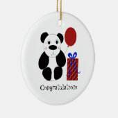 Ornement En Céramique Panda Bear avec ballon Félicitations (Droite)