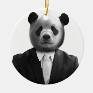Ornement En Céramique Panda Bear Business Suit