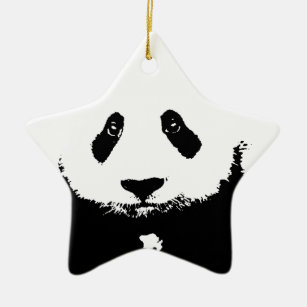Ornement En Céramique Panda noir et blanc