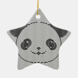 Ornement En Céramique Panda Porte Face Sur La Vague Motif