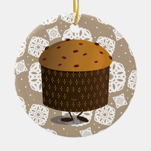 Ornement En Céramique Panettone souriant Nourriture Noël (Devant)