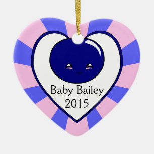 Ornement En Céramique Panier de bleuets Kawaii (Garçon)