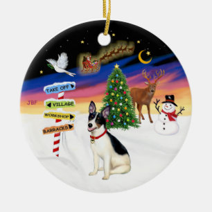 Ornement En Céramique Panneaux de Noël - Rat Terrier