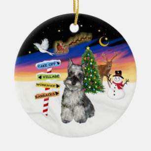 Ornement En Céramique Panneaux de Noël - Schnauzer #4