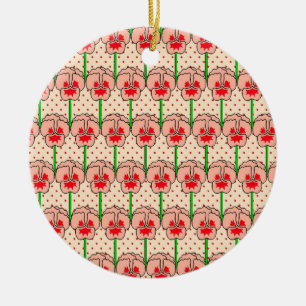 Ornement En Céramique Pansies de corail - motif de papier peint rétro
