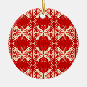 Ornement En Céramique Papier peint Art Déco motif - rouge et blanc
