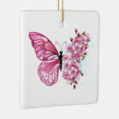 Ornement En Céramique Papillon à fleurs avec Sakura rose (Droite)