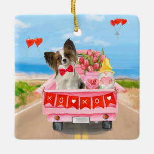 Ornement En Céramique Papillon Chien Saint-Valentin Coeurs de Camion