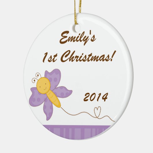 Ornement En Céramique Papillon d'insectes de printemps Nom personnalisé (Gauche)